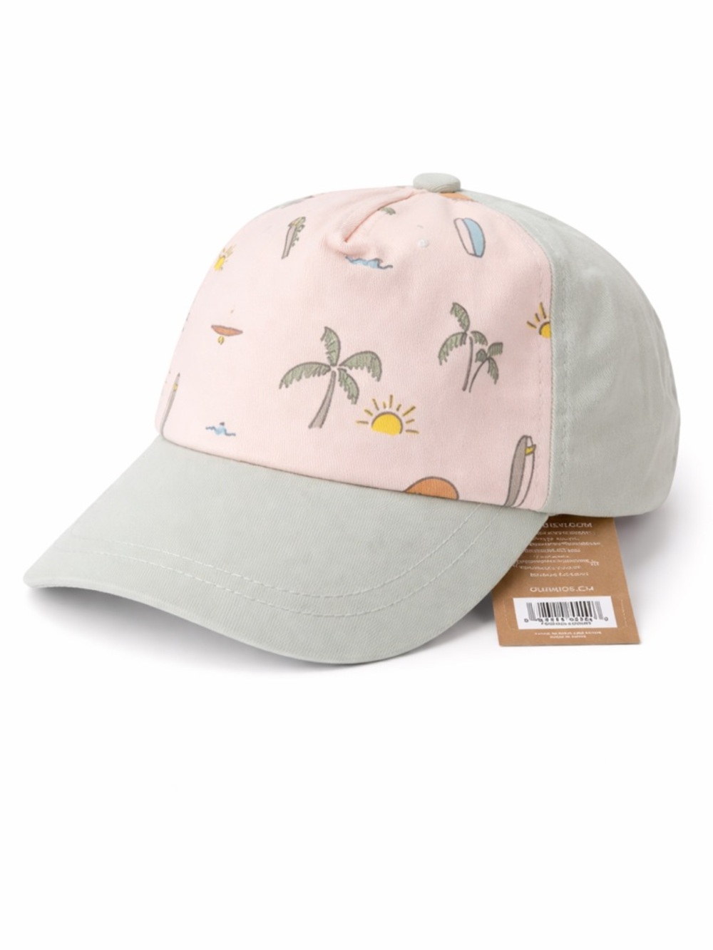 Women’s Pastel Pink & Light Gray Baseball Cap with Tropical Print